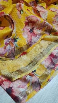Digital printed  handloom linen saree 5