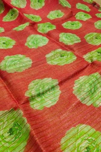 Digital printed  handloom linen saree