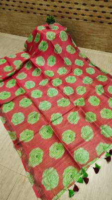 Digital printed  handloom linen saree 2