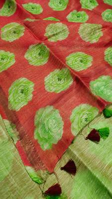 Digital printed  handloom linen saree 3