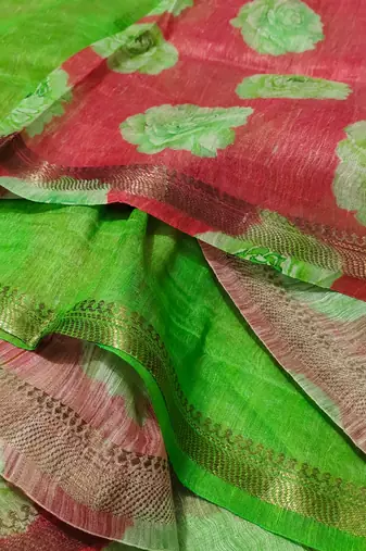 Digital printed  handloom linen saree