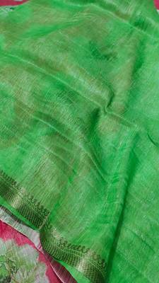 Digital printed  handloom linen saree 5