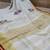 Handwoven white linen saree with embroidery work