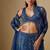 blue embroidered satin Lehenga