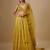 yellow embroidered satin Lehenga