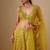 yellow embroidered satin Lehenga