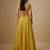 yellow embroidered satin Lehenga