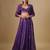 purple embroidered satin Lehenga