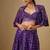 purple embroidered satin Lehenga