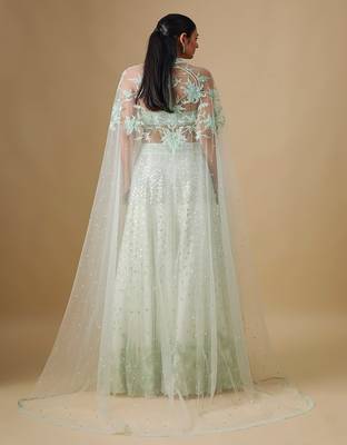 white embroidered satin Lehenga 3