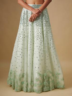 white embroidered satin Lehenga 4