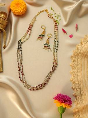 White  pearls premium quality mala with earrings 3