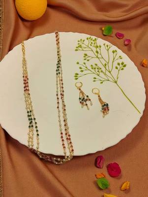 White  pearls premium quality mala with earrings 4