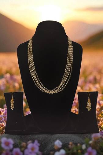 Multicolour pearls premium quality mala with earrings