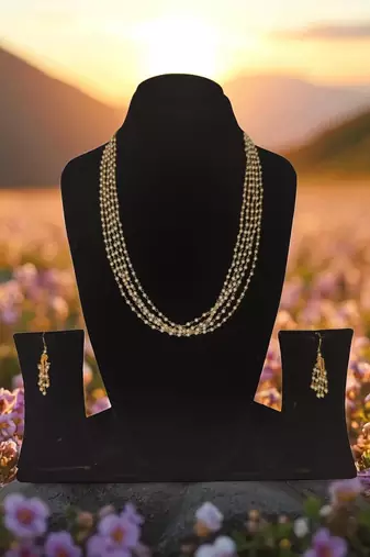 Multicolour pearls premium quality mala with earrings