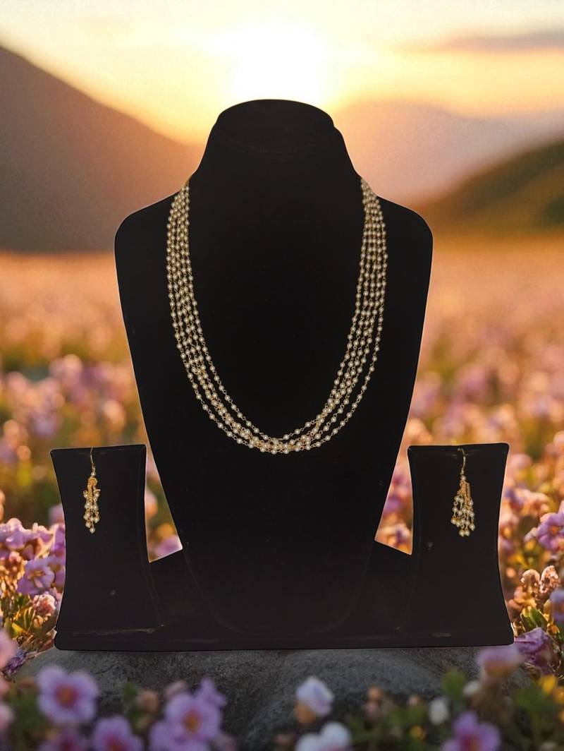 Multicolour pearls premium quality mala with earrings