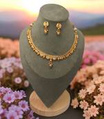 South indian jewllery brass  necklace set for women | antique gold plated bridal jewelry with earrings |