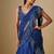 Blue embroidered satin saree