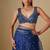Blue embroidered satin saree