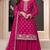 Pink embroidered chinon semi-stitched palazzo style salwar suit