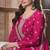 Pink embroidered chinon semi-stitched palazzo style salwar suit
