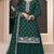 Teal green embroidered chinon semi-stitched palazzo style salwar suit
