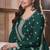 Teal green embroidered chinon semi-stitched palazzo style salwar suit