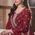 Maroon embroidered chinon semi-stitched palazzo style salwar suit