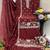 Maroon embroidered chinon semi-stitched palazzo style salwar suit