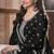 Black embroidered chinon semi-stitched palazzo style salwar suit