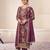 Wine embroidered chinon semi-stitched pakistani salwar suit