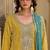 Yellow embroidered chinon semi-stitched palazzo style salwar suit