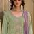 Light green embroidered chinon semi-stitched palazzo style salwar suit