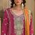 Pink embroidered chinon semi-stitched palazzo style salwar suit