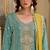 Sky embroidered chinon semi-stitched palazzo style salwar suit