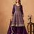 Purple faux georgette semi stitched plazzo suit with heavy embroidery work