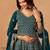 Teal green faux georgette semi stitched plazzo suit with heavy embroidery work