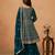 Teal green faux georgette semi stitched plazzo suit with heavy embroidery work