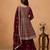 Maroon faux georgette semi stitched plazzo suit with heavy embroidery work