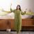 Olive green Embroidered Georgette Suit with Dupatta