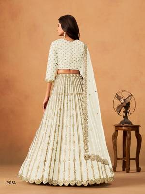 white art silk lehenga set with choli and dupatta 4
