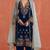 Blue embroidered velvet semi-stitched pakistani salwar suit