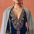 Blue embroidered velvet semi-stitched pakistani salwar suit