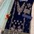 Blue embroidered velvet semi-stitched pakistani salwar suit