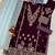 Purple embroidered velvet semi-stitched pakistani salwar suit