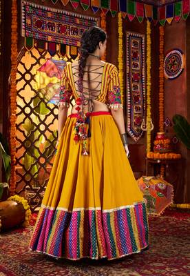Pink Multi-Color Embroidered Navratri Lehenga Choli     Exclusive Garba Dress for Women 6