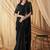 Black sparkling satin georgette saree with unstitched blouse & work jacket