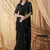Black sparkling satin georgette saree with unstitched blouse & work jacket