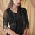 Black sparkling satin georgette saree with unstitched blouse & work jacket