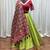 GREEN MIRROR WORK EMBROIDERED printed SILK STITCHED LEHENGA CHOLI